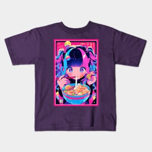 Cute Anime Girl |  Ramen Noodles | Hentaii Chibi Kawaii Design Kids T-Shirt